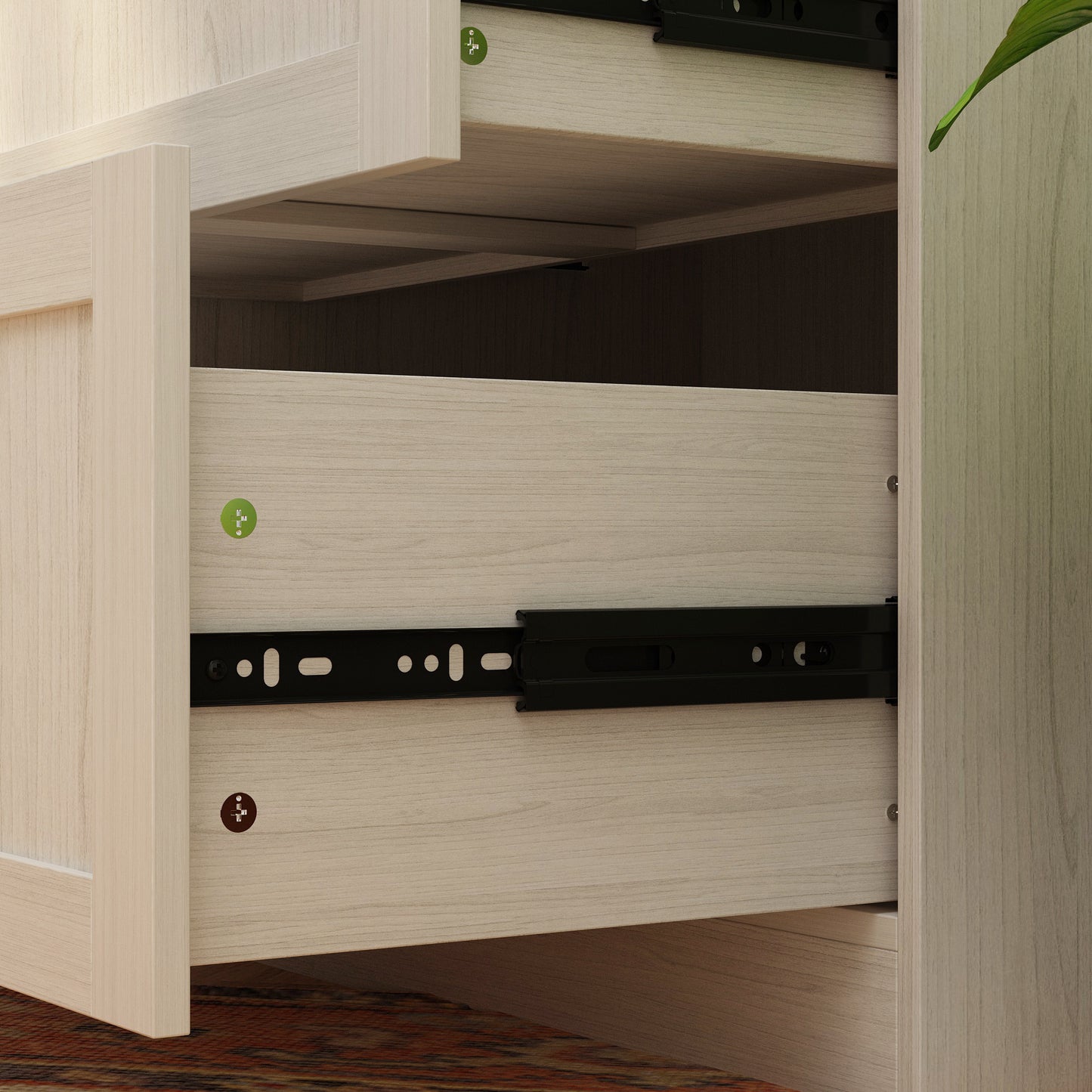 Modern Wardrobe Closet FUFU&GAGA Modern White Wooden Wardrobe Closet | Frosted Glass Doors, Hanging Bar & 2 Drawers - 27\