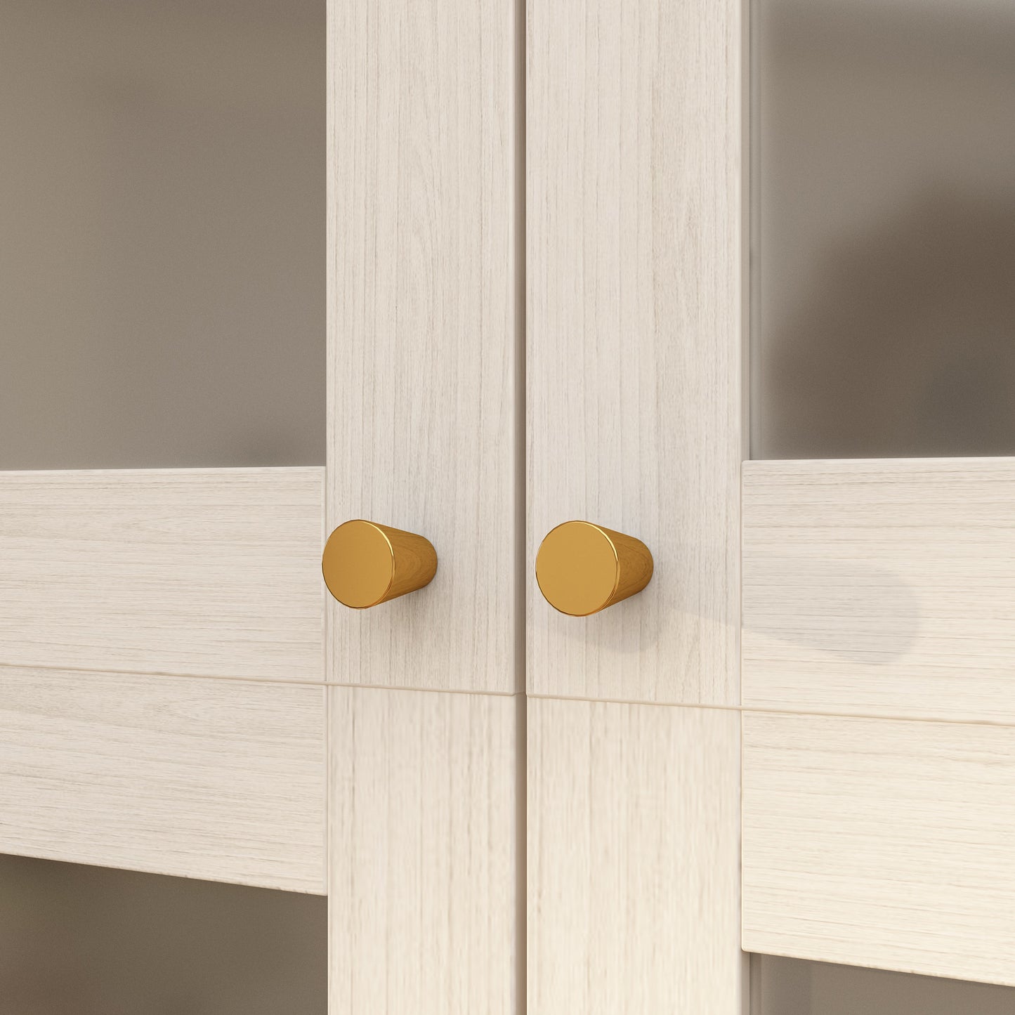 Modern Wardrobe Closet FUFU&GAGA Modern White Wooden Wardrobe Closet | Frosted Glass Doors, Hanging Bar & 2 Drawers - 27\