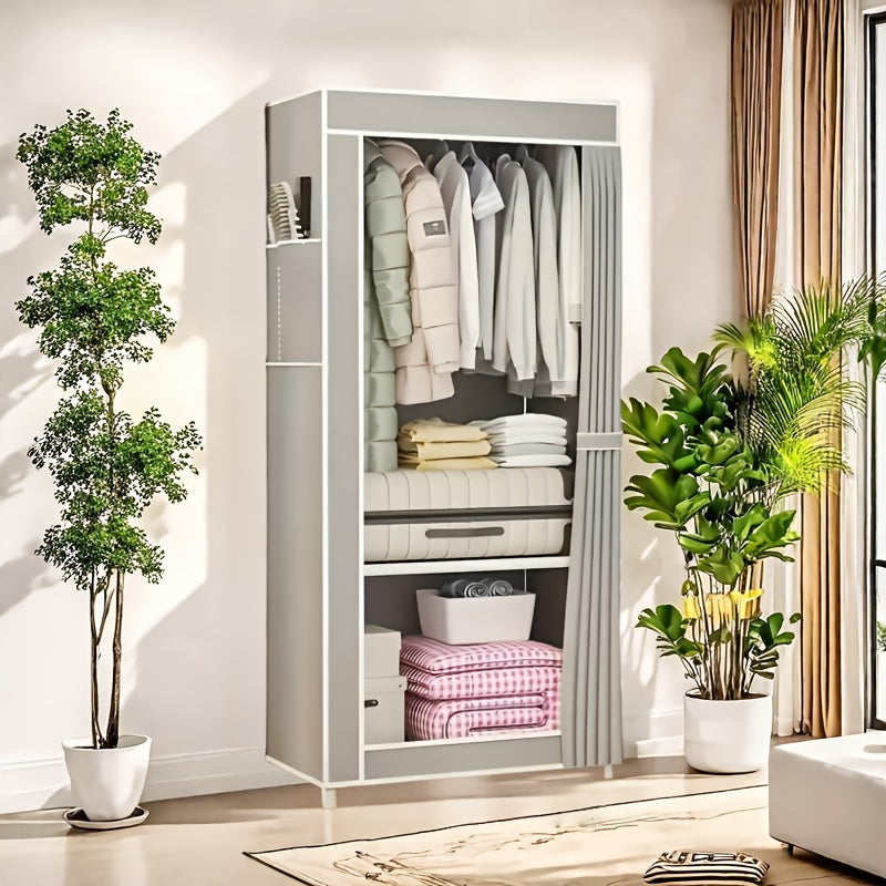 Modern Metal Wardrobe Closet with Transparent Doors & Shelves - Easy Assembly, Dustproof Storage Organizer for Bedroom, Dorm, Entryway, Living Room - 3.2+ Cubic Feet Capacity, 27\