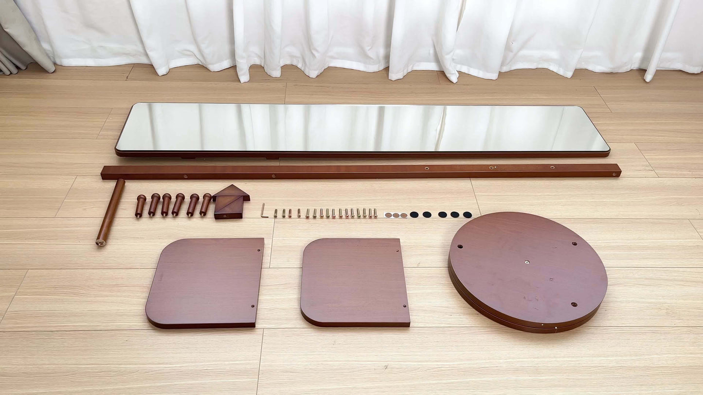 Solid Wood Floor Mirror With Coat Rack - Rotating Multifunctional Mirror Furniture For Home Teacher Furniture Storage Wardrobe, Suitable For Bedroom And Living Room, Free Shipping