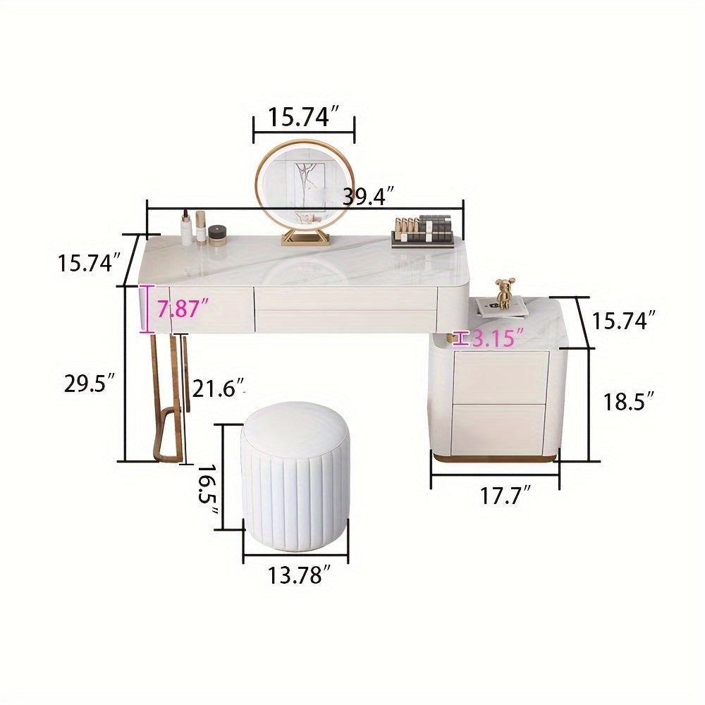 1pc Full Set of Solid Wood Small Modern Bedroom Desk All in One Dresser