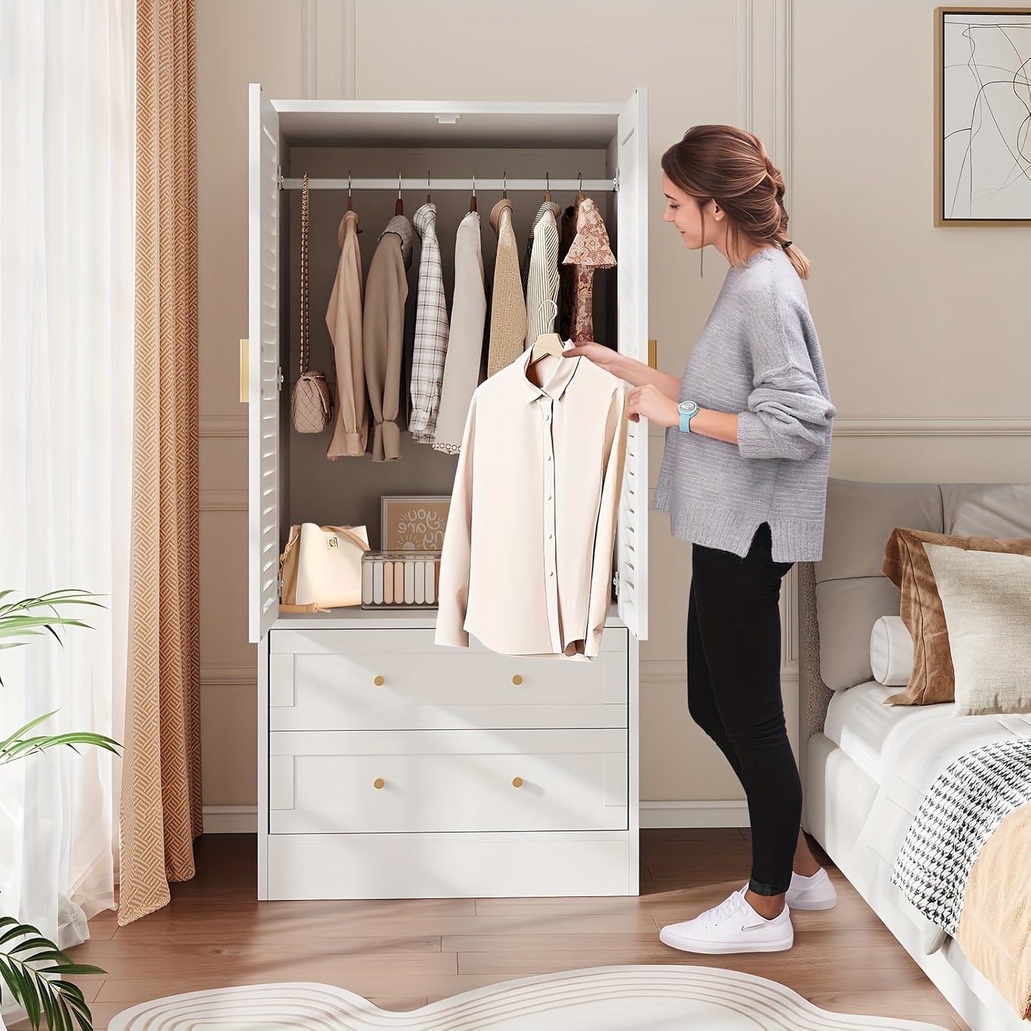 Large Capacity Wooden Closet 65\