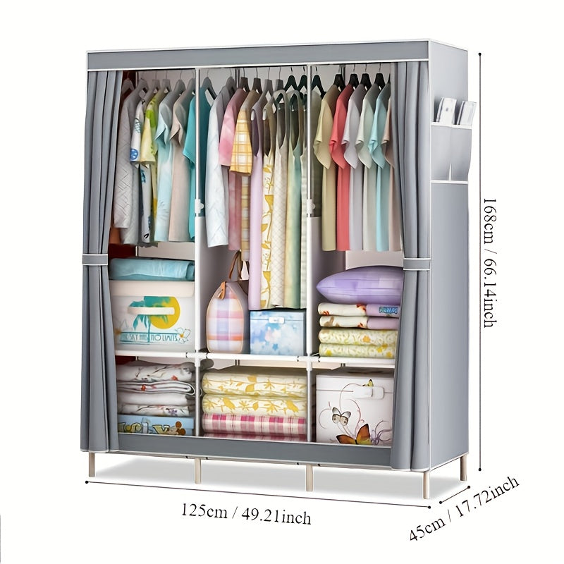 Modern Metal Wardrobe Closet with Transparent Doors & Shelves - Easy Assembly, Dustproof Storage Organizer for Bedroom, Dorm, Entryway, Living Room - 3.2+ Cubic Feet Capacity, 27\