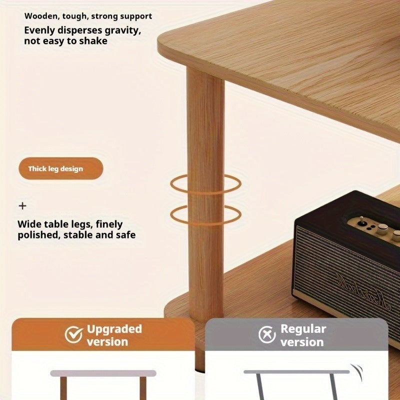 Modern Wooden Side Table with 2 Storage Shelves - Classic Style, Engineered Wood Top, Black Metal Frame, Perfect for Bedroom, Living Room, or Study, Living Room Furniture | Sleek Wooden Table | Engineered Wood Top, Side Table for Living Room