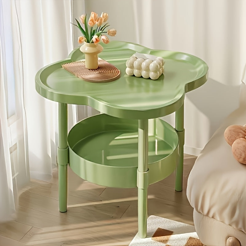 2-Tier Modern White Nightstand with Storage Rack - Space-Saving Design