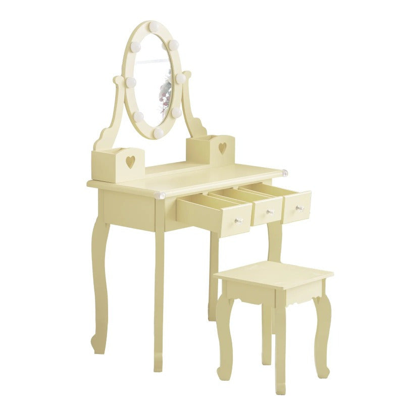 Density Board Spray Paint 3 Drawers 2 Storage Tubes Dressing Table Set European Style Suitable for Bedroom Living Room Studio And Other Scenes