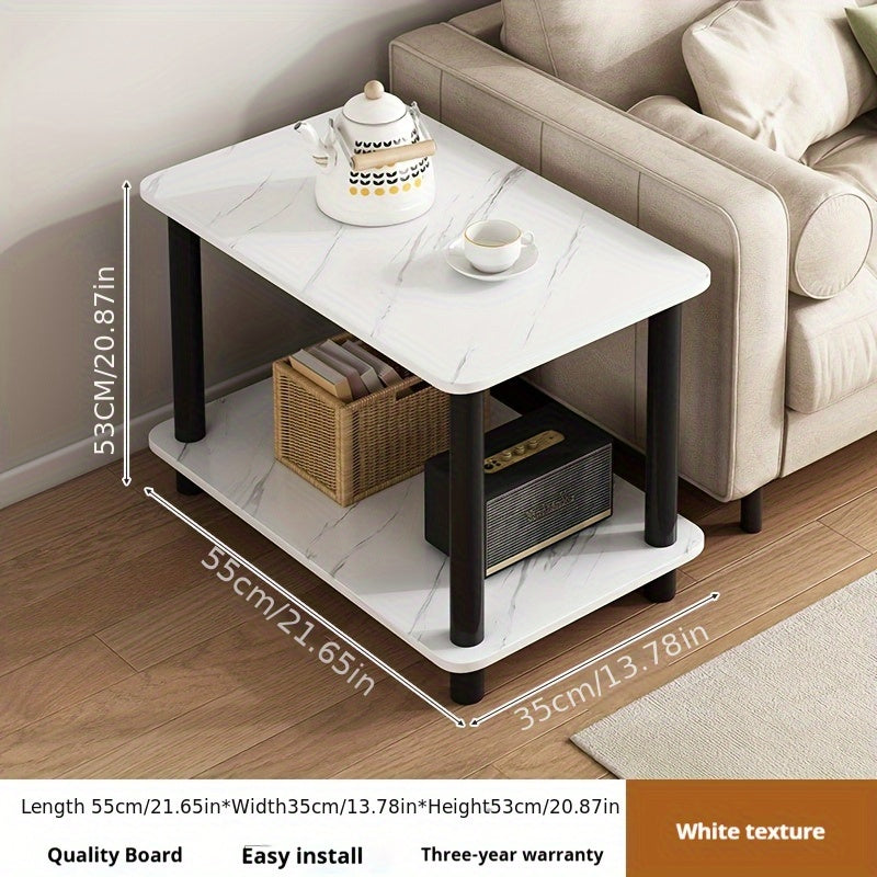 Modern Wooden Side Table with 2 Storage Shelves - Classic Style, Engineered Wood Top, Black Metal Frame, Perfect for Bedroom, Living Room, or Study, Living Room Furniture | Sleek Wooden Table | Engineered Wood Top, Side Table for Living Room