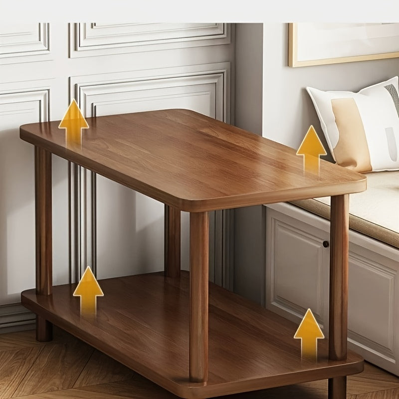 Modern Wooden Side Table with 2 Storage Shelves - Classic Style, Engineered Wood Top, Black Metal Frame, Perfect for Bedroom, Living Room, or Study, Living Room Furniture | Sleek Wooden Table | Engineered Wood Top, Side Table for Living Room