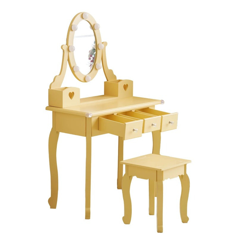 Density Board Spray Paint 3 Drawers 2 Storage Tubes Dressing Table Set European Style Suitable for Bedroom Living Room Studio And Other Scenes