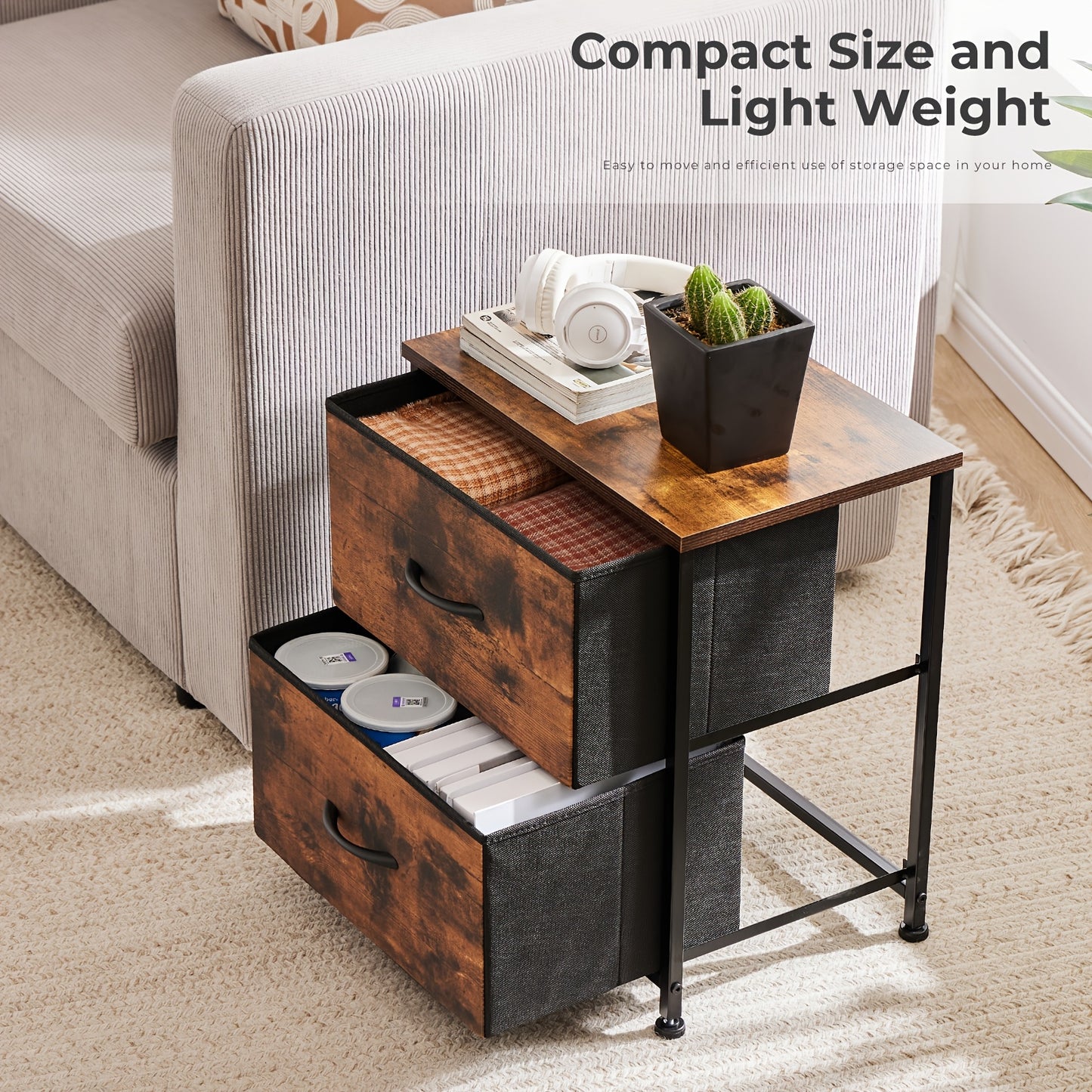 Nightstand Set Of 2, Dresser For Bedroom With 2 Drawer, Small Dresser Beside Tables