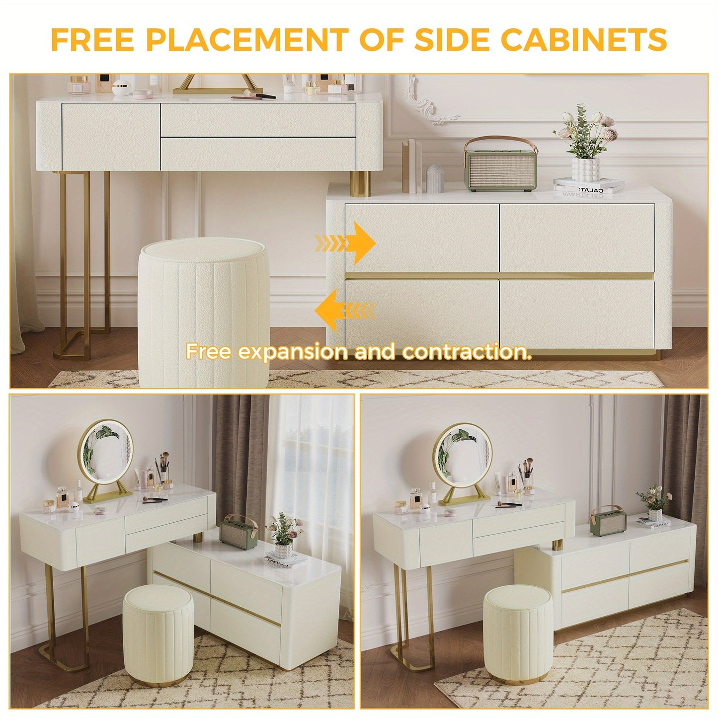1pc Full Set of Solid Wood Small Modern Bedroom Desk All in One Dresser