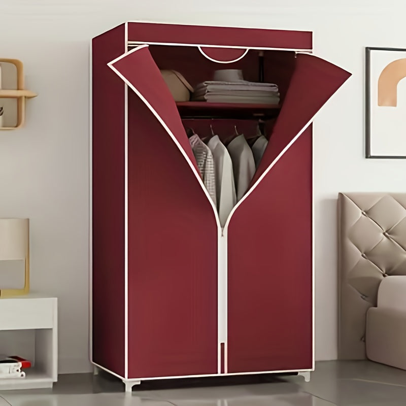 1pc Easy Assembly Freestanding Wardrobe with Hanging Rails - Durable Non-Woven Fabric, Metal Frame, 27\