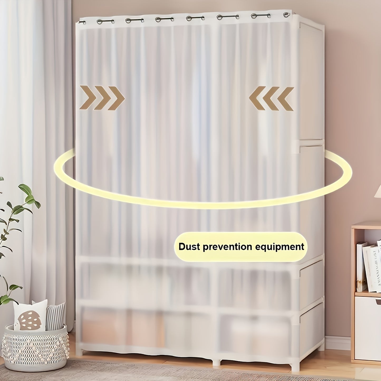 Bedroom Wardrobe, High Quality Foldable And Detachable Metal Wardrobe with Anti-Oxidation And Anti-Rust CoatingSuitable for Bedroom Storage, Bedroom Organization, Wardrobe Storage And Organization, Portable Wardrobe Closet