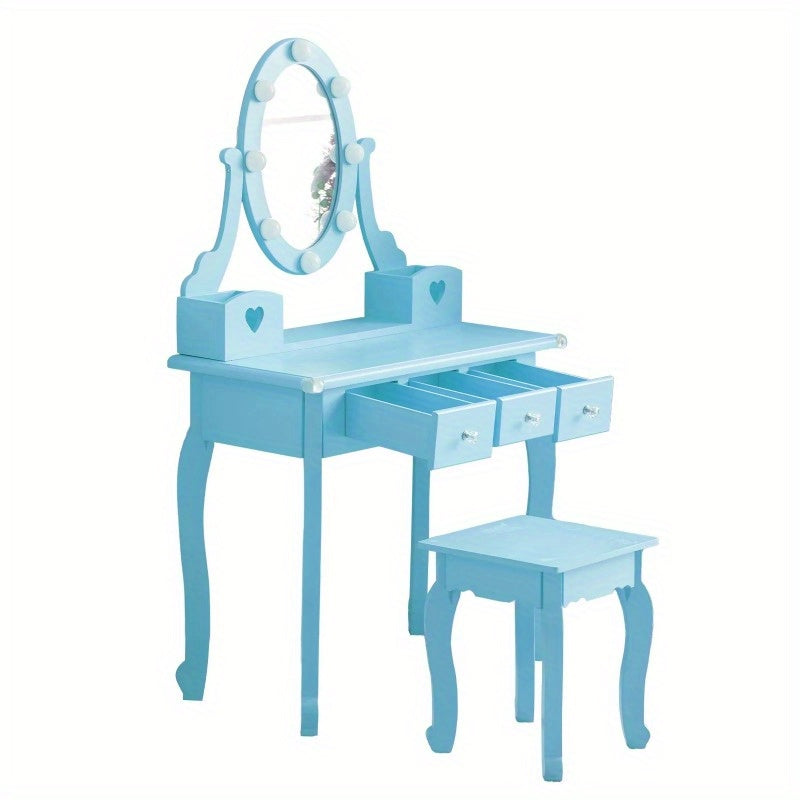Density Board Spray Paint 3 Drawers 2 Storage Tubes Dressing Table Set European Style Suitable for Bedroom Living Room Studio And Other Scenes