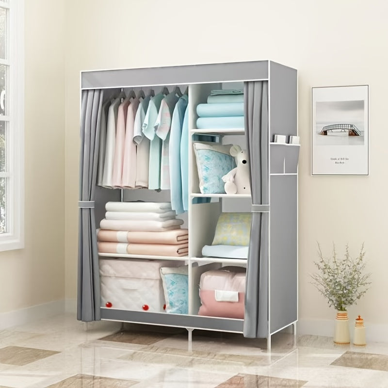 Modern Metal Wardrobe Closet with Transparent Doors & Shelves - Easy Assembly, Dustproof Storage Organizer for Bedroom, Dorm, Entryway, Living Room - 3.2+ Cubic Feet Capacity, 27\