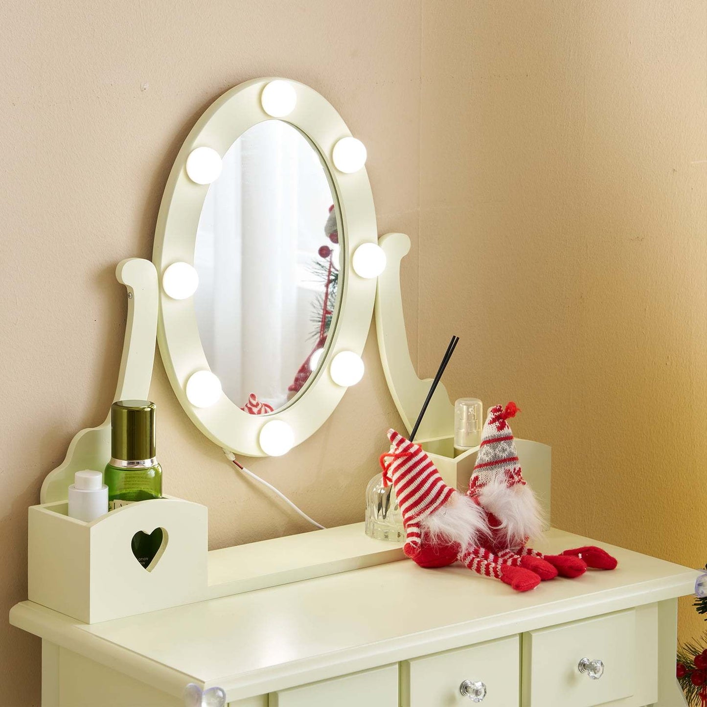 Density Board Spray Paint 3 Drawers 2 Storage Tubes Dressing Table Set European Style Suitable for Bedroom Living Room Studio And Other Scenes