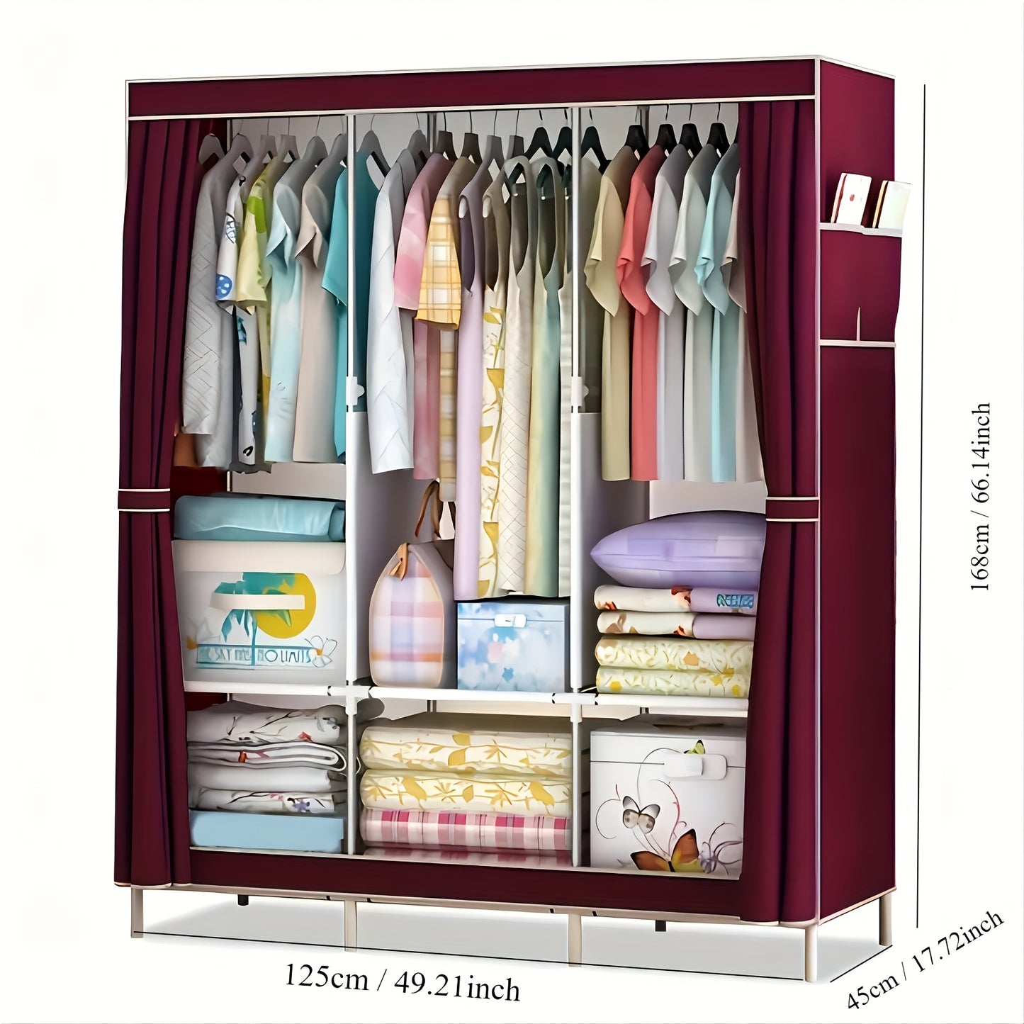 Modern Metal Wardrobe Closet with Transparent Doors & Shelves - Easy Assembly, Dustproof Storage Organizer for Bedroom, Dorm, Entryway, Living Room - 3.2+ Cubic Feet Capacity, 27\