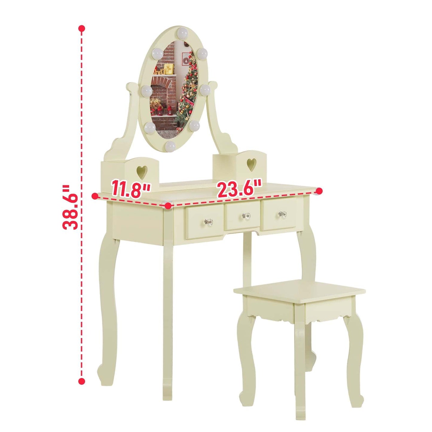 Density Board Spray Paint 3 Drawers 2 Storage Tubes Dressing Table Set European Style Suitable for Bedroom Living Room Studio And Other Scenes